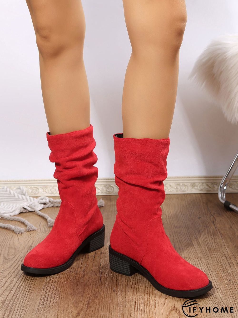 Faux Suede Slip On Slouchy Boots | IFYHOME