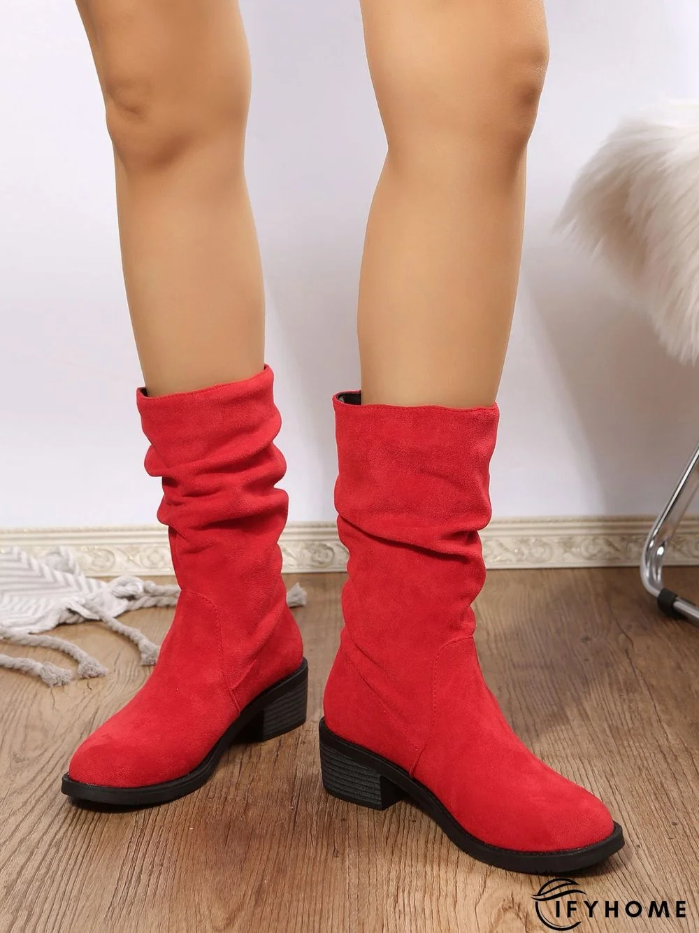 Faux Suede Slip On Slouchy Boots | IFYHOME