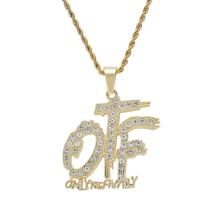 ONLY THE FAMILY Hip Hop Iced Out OTF Pendant Necklace-VESSFUL
