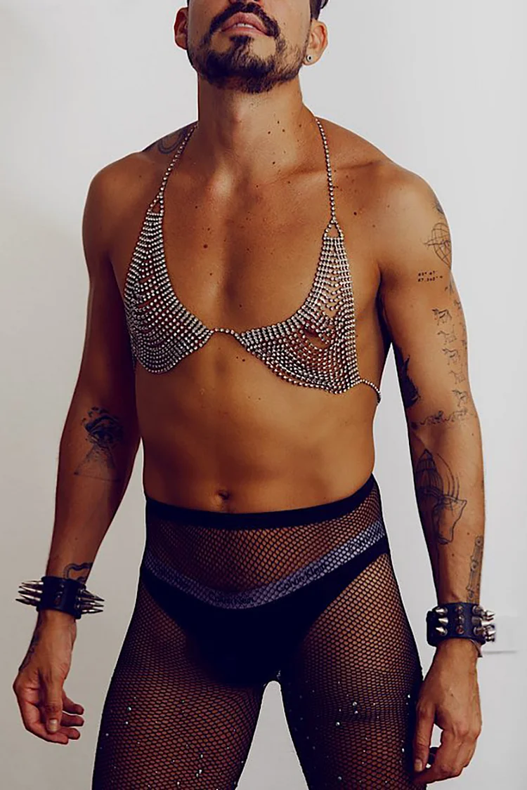 Metal Halter Bikini Rhinestone Body Chain