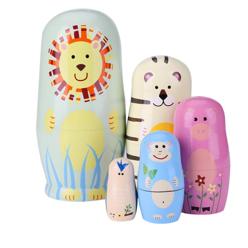 

5pcs Cartoon Animal Matryoshka Nesting Dolls, 501 Original