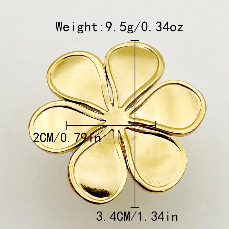 304 Stainless Steel Gold Plated Sweet Minimalist Classic Style Plating Flower Open Rings