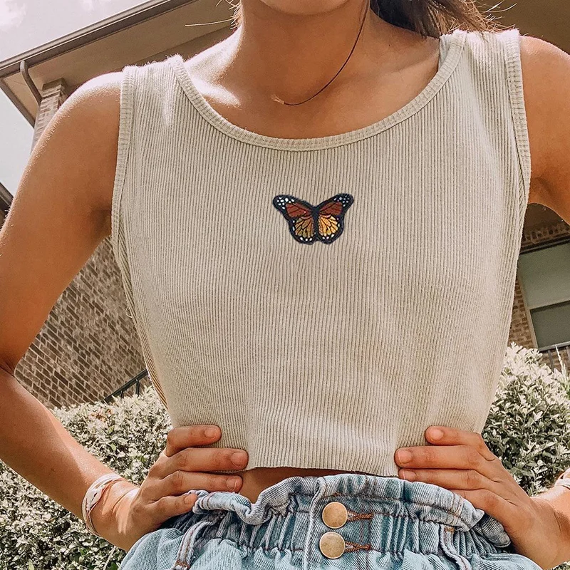 Vintage Butterfly Print Vest