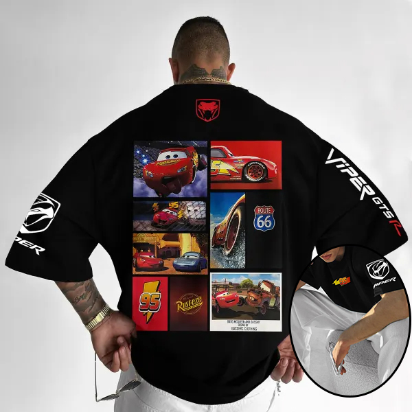 Men's Vintage Racing Print Oversized T-Shirt