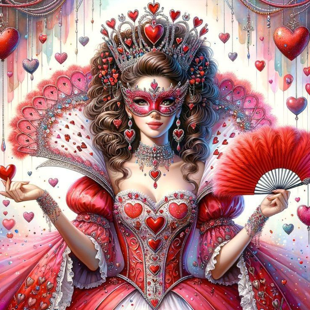 Red Masked Girl 40*40cm(canvas) full round drill diamond painting