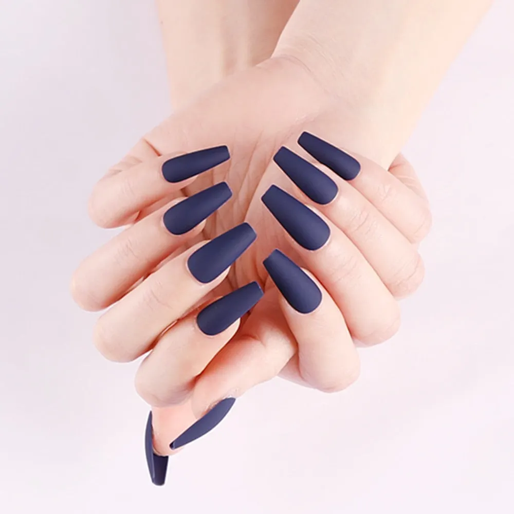 24Pcs Press On Matte Ballerina Coffin Fake Nails With Design Artificial False Nails DIY Finger Tips Manicure Tool-Nail Inspo