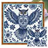 Blue And White Porcelain Owl-11CT Stamped Cross Stitch 50*50cm/19.69*19.69in tapestrymarket