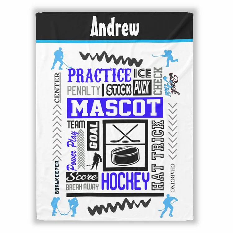 BlanketCute-Personalized Lovely Kid Hockey Blanket with Your Kid's Name | 02