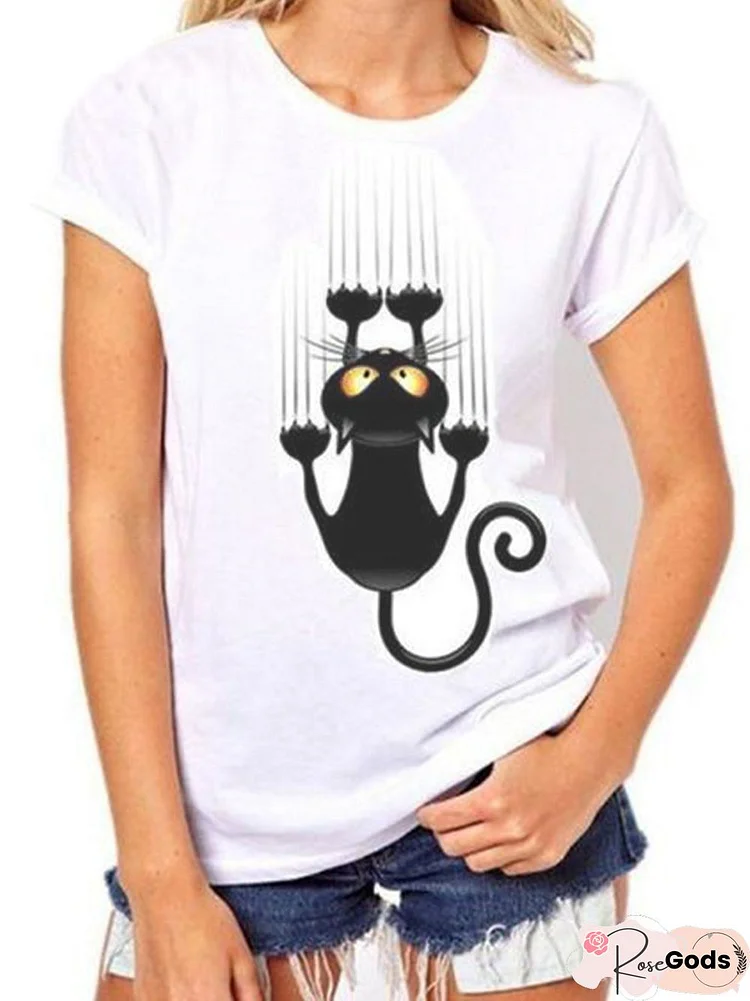 Crew Neck Casual Cotton Animal T-Shirt