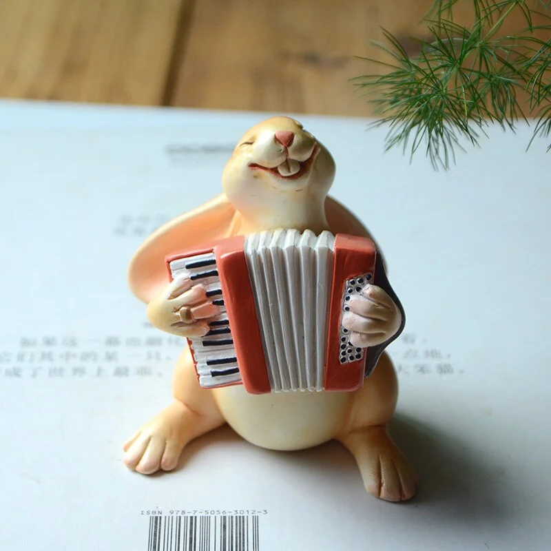 Creative Rabbit Ornaments Singing Music Animal Bunny Figurine Office Home Tabletop Decoration Gifts