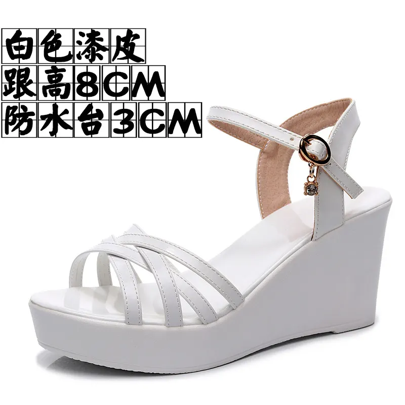 Breakj Breakj Super High Slope And 12Cm Fashion Cross With Small Size Women's Shoes One-Word Thick-Bottomed Waterproof Toe Women's Sandals