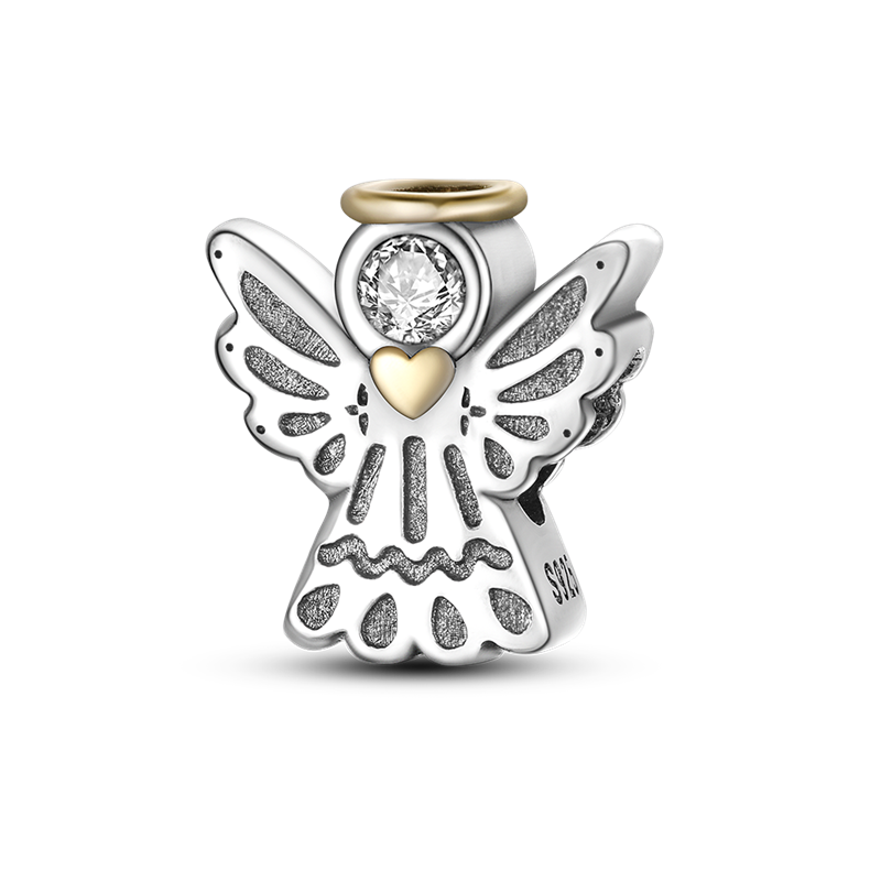 925 Silver The guardian of angels Cubic Zircon Charms fit Bracelets Bangles Jewelry Making KTC225