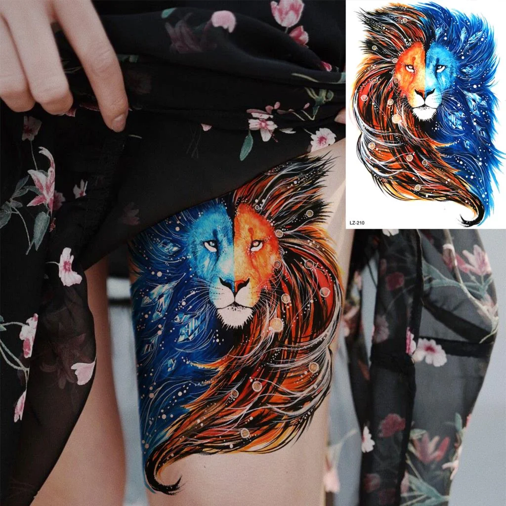 Realistic Knight Tribal Armband Temporary Tattoos For Men Adult Lion Wings Shield Fake Tattoo Body Art Unique Tatoos Large