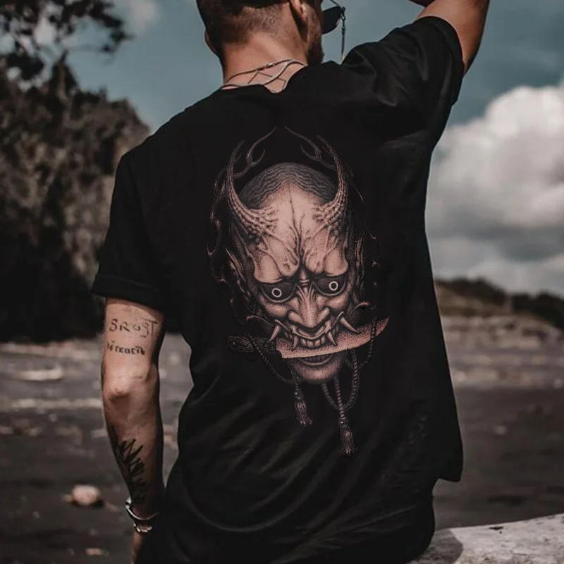 Hannya Monster Printed Men's T-shirt -  