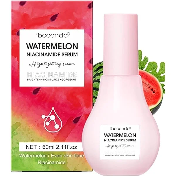 Watermelon Niacinamide Serum, Hydrating Face Serum for Skin Care, Facial Serum with Hyaluronic Acid & Watermelon Extract, Brighten and Moisturizing, Natural Glow Skin Serum Priming Liquid Highlighter