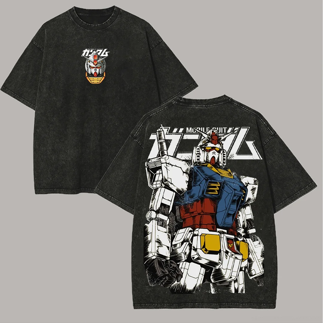 Mobile Suit Gundam Printed Unisex Washed T-Shirt