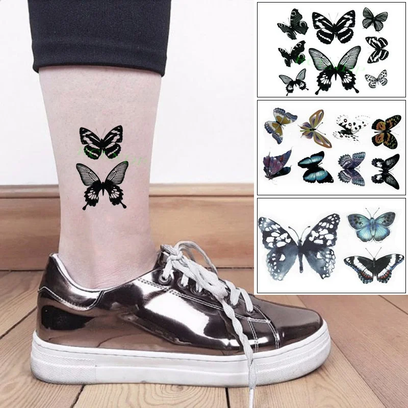 Waterproof Temporary Tattoo Sticker Butterfly Fake Tatto Flash Tatoo leg Arm hand foot tatouage for Girl Women lady