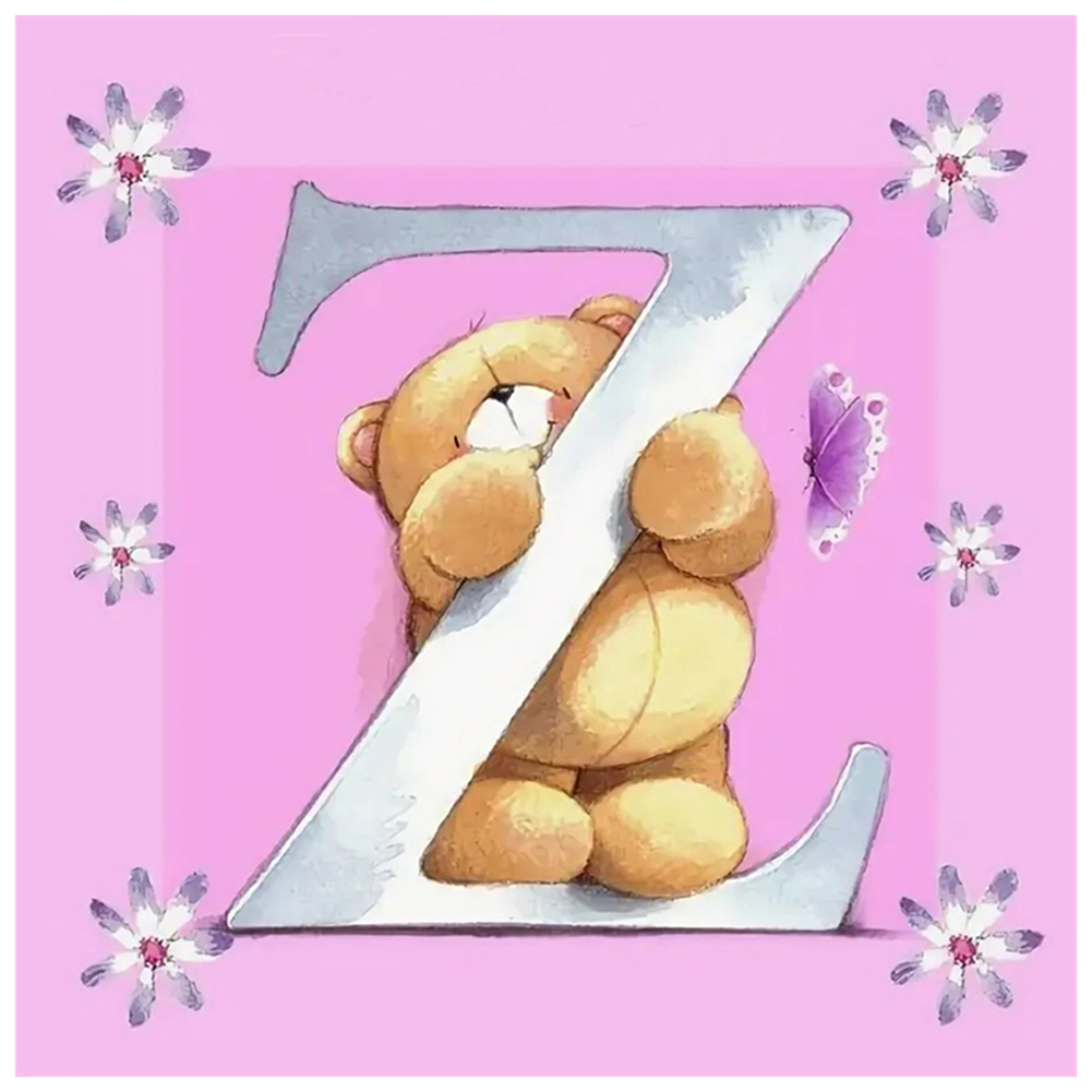 

30*30CM - Round Drill Diamond Painting - Letter-Z Bear, 501 Original