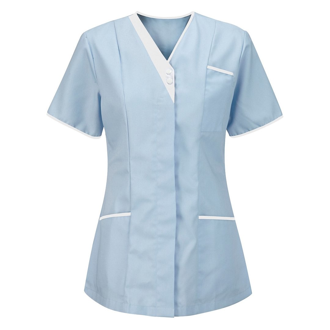 New Style Women Scrub Top Zipper Opening Medical Uniform Surgery Scrub Shirt Short Sleeve Uniforms Doctor Nurse Workwear Cotton