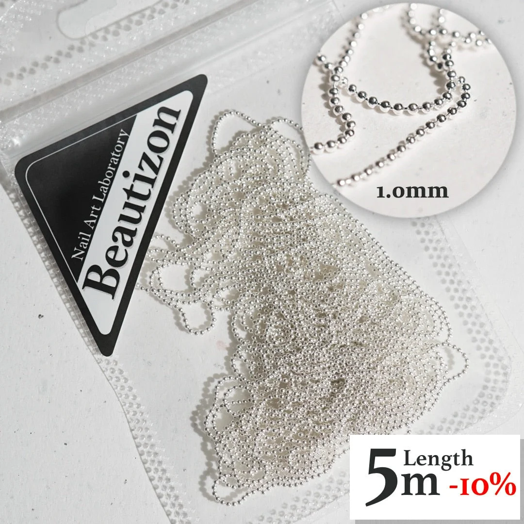 Nail Chain 0.8mm/1.0mm Rose Gold Silver Pixie Stone Decorations Accessory Metal Steel Ball Chain Nail Art Jewelry-Nail Inspo