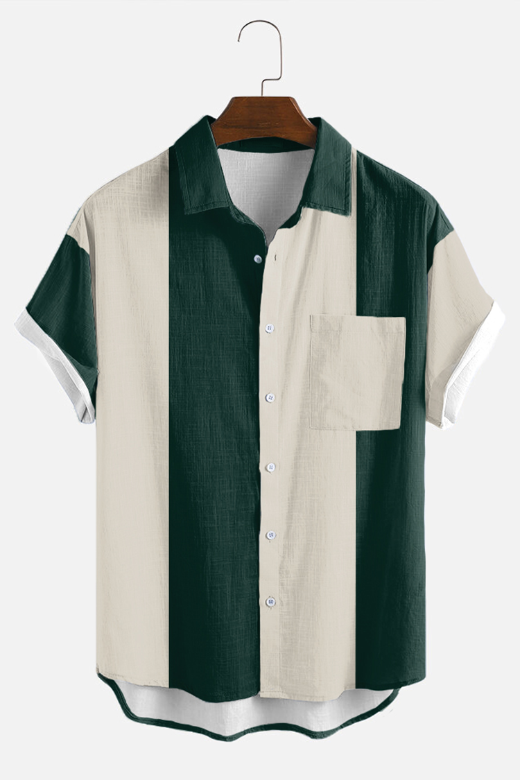 Green Contrast Short Sleeve Shirt