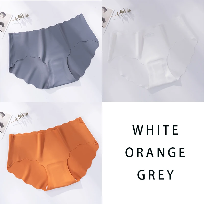 Bayuyun 3PCS/Set Seamless Panties Women Sexy Underwear Ice Silk Underpants Low Waist Female Soft Solid Ultra-thin Briefs
