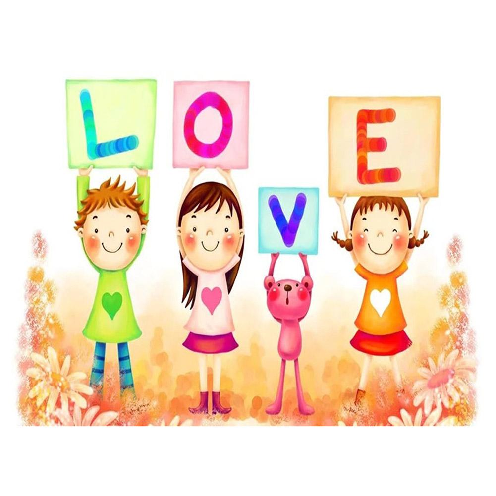 

40*30CM - Round Drill Diamond Painting - Cartoon Children Day, 501 Original