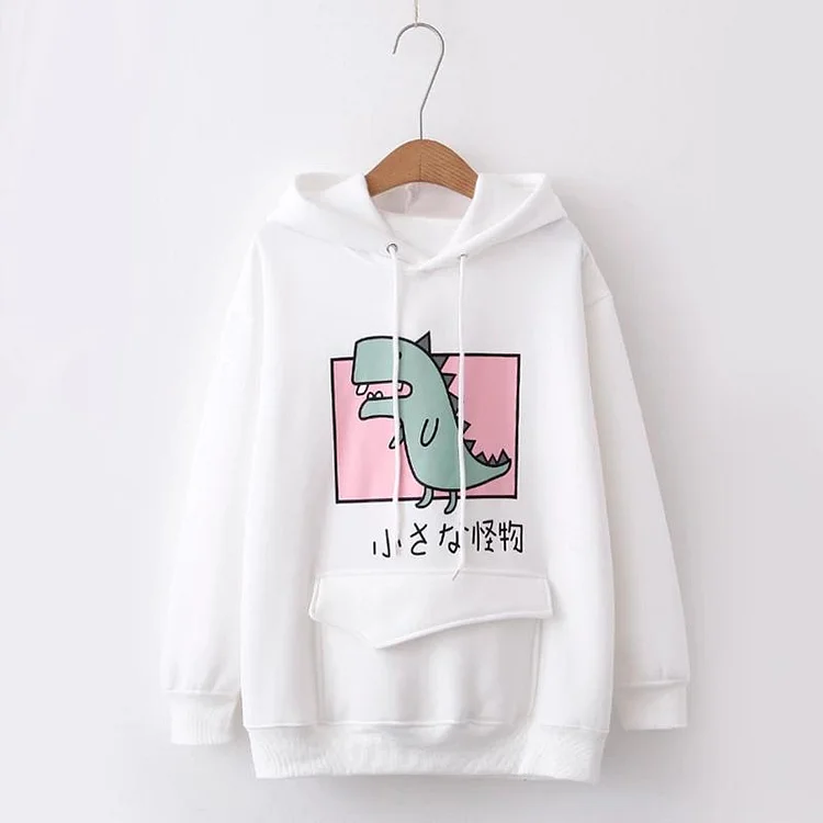 Kawaii Dinosaur Pocket Hoodie