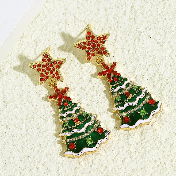 Festive Christmas decorative earrings Christmas tree Christmas hat bells Happy New Year creative earrings