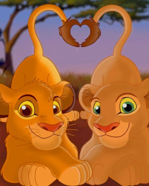 

King Simba And Nala Love – Paint By Numbers - 40*50CM, 501 Original