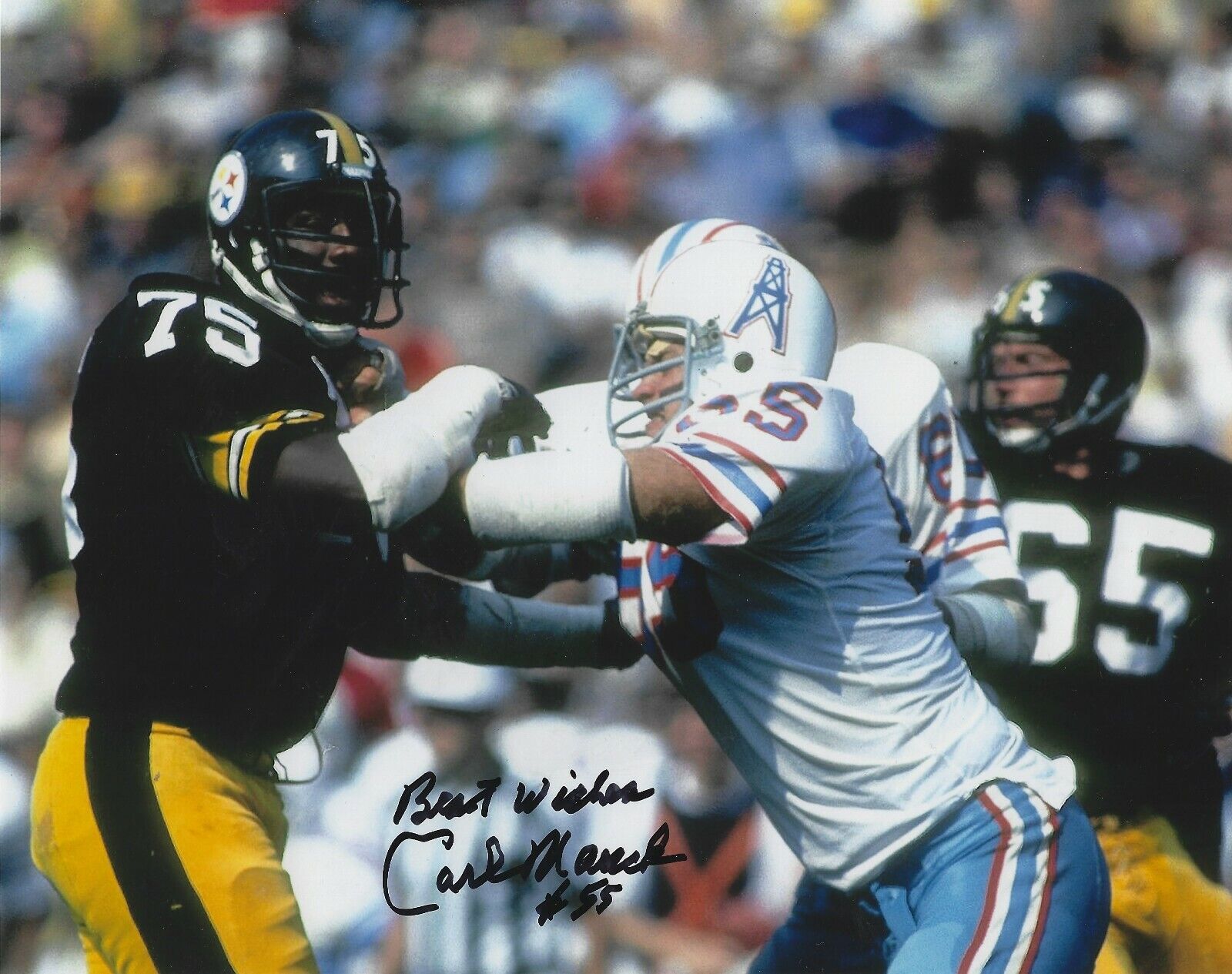 Signed 8x10 CARL MAUCK Houston Oilers Autographed Photo Poster painting - w/COA