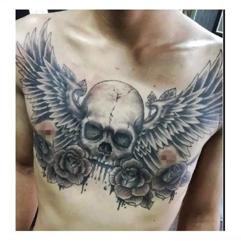 Devil Wings Skull Cross Tattoo Sticker Men and Women Back Chest Waterproof Flower Lion Body Art Fake Tattoo Cool Tattoo Sticker