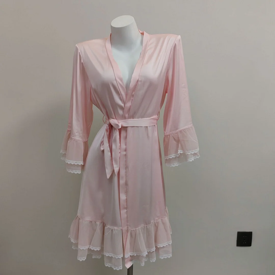 Sdrawing Sdrawing Sweet Net Yarn Nightgown Women Autumn And Winter Morning Robes In The Long-Term Doodle Home Bathrobe Spliced High-End Robes