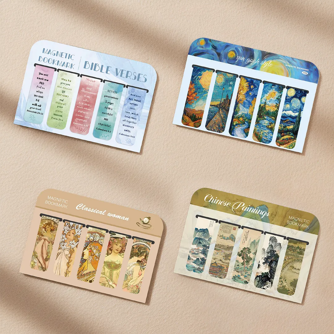 20Pcs World-Famous Masterpe Magnetic Bookmarks Lightweight Page Markers Waterproof Scratch-Resistant for Women Men Book Lovers Reading Office Supplies