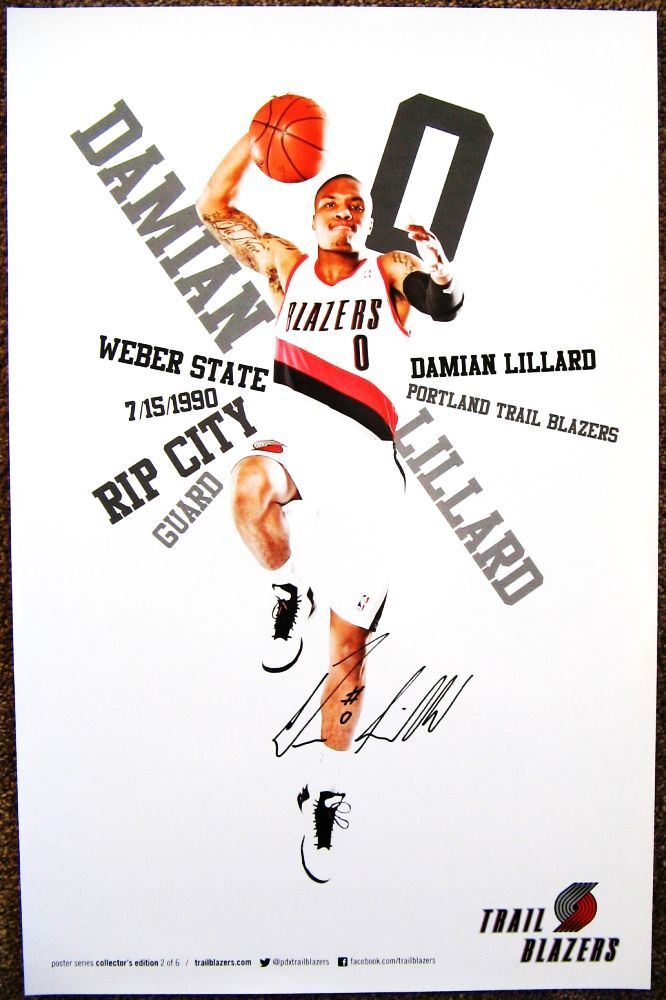 DAMIAN LILLARD ROOKIE POSTER 2012-3 Blazers Game Handout Portland Trailblazers