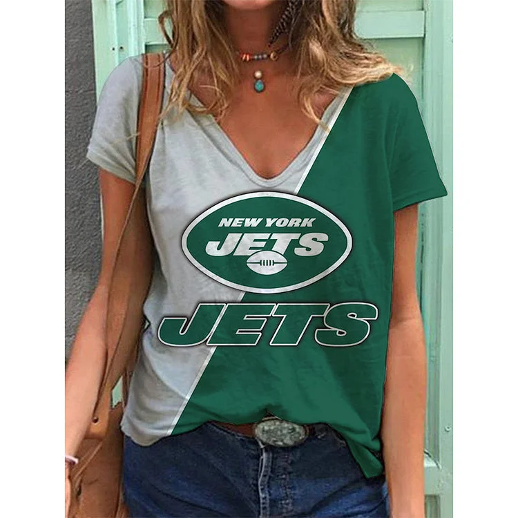 New York Jets Lightweight Short Sleeve V-Neck T-Shirt