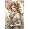 >SALE<Full Embroidery Eco-cotton Thread 11CT Print Rose Girl Cross Stitch Kit 40x60cm