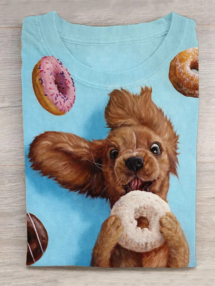 DOG Fun Art Printed Casual T-Shirt socialshop