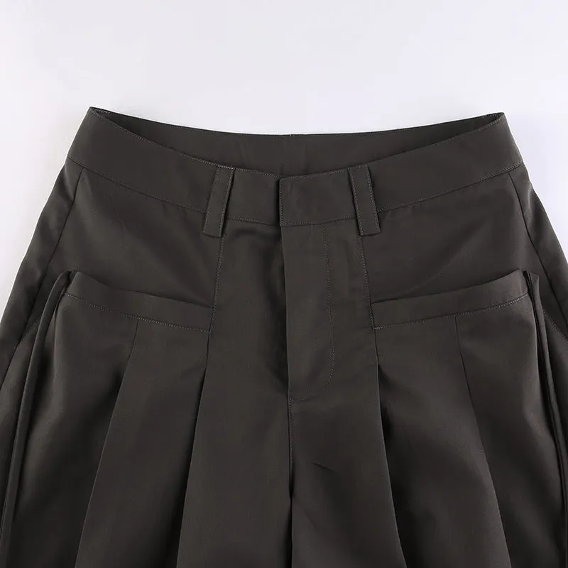 Brownm Y2K Crossover Pleated Pants
