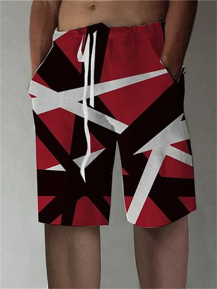 Men's Shorts Geometric Print Red Gray Blue S M L XL 2XL 3XL 4XL 5XL