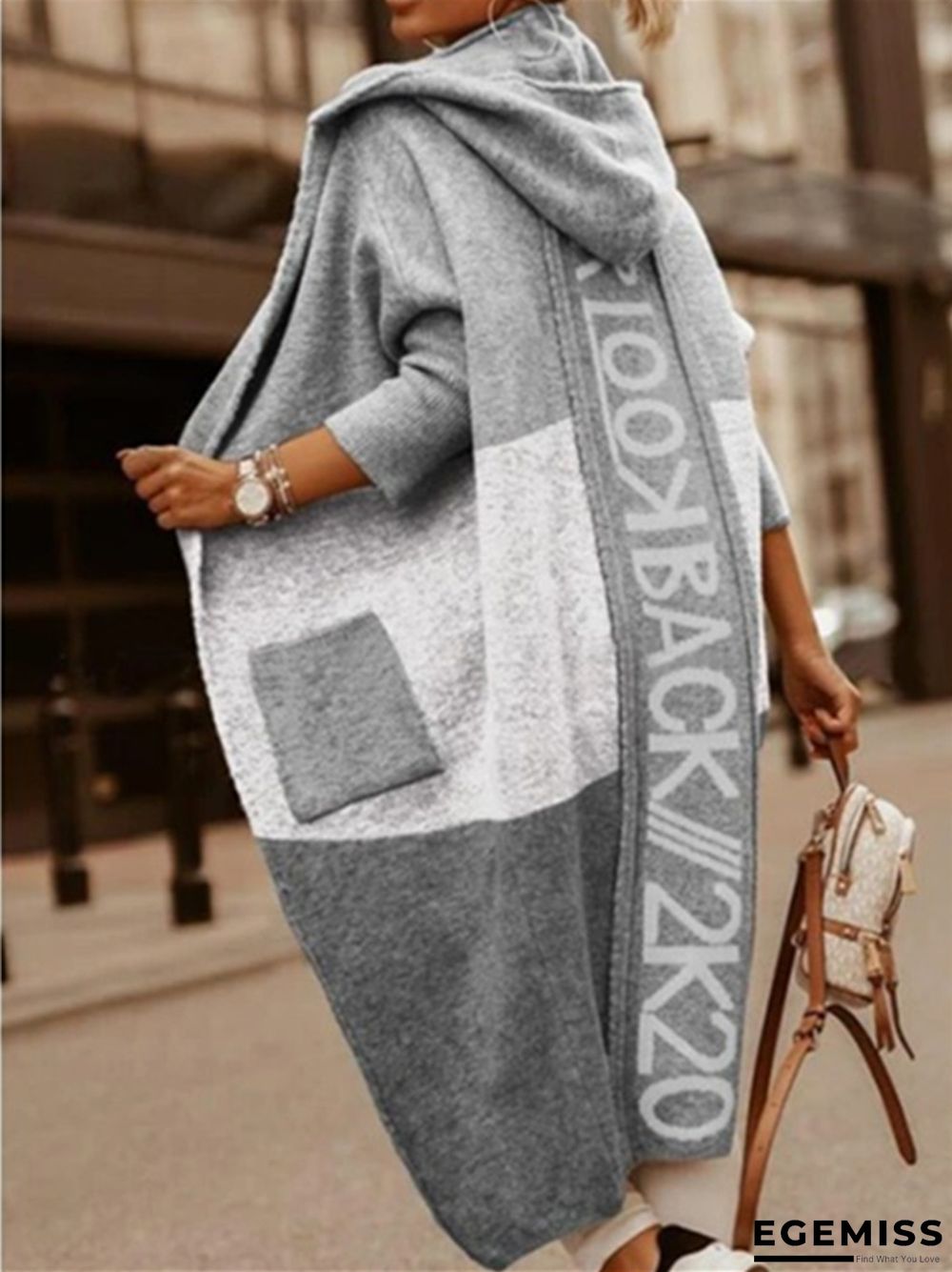 Color-block Hooded Casual Long Cardigan Sweater | EGEMISS