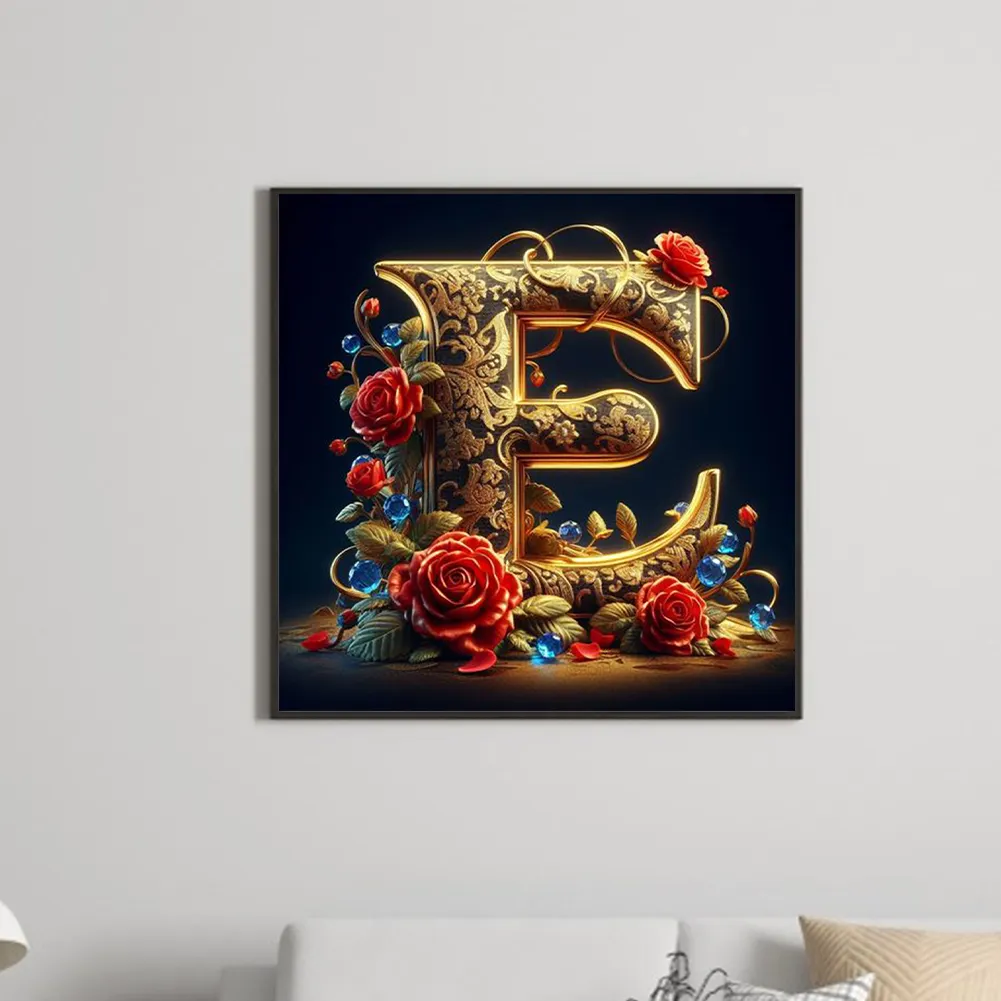 Diamond Painting - Full Round Drill - Flower Letter E(Canvas|30*30cm)