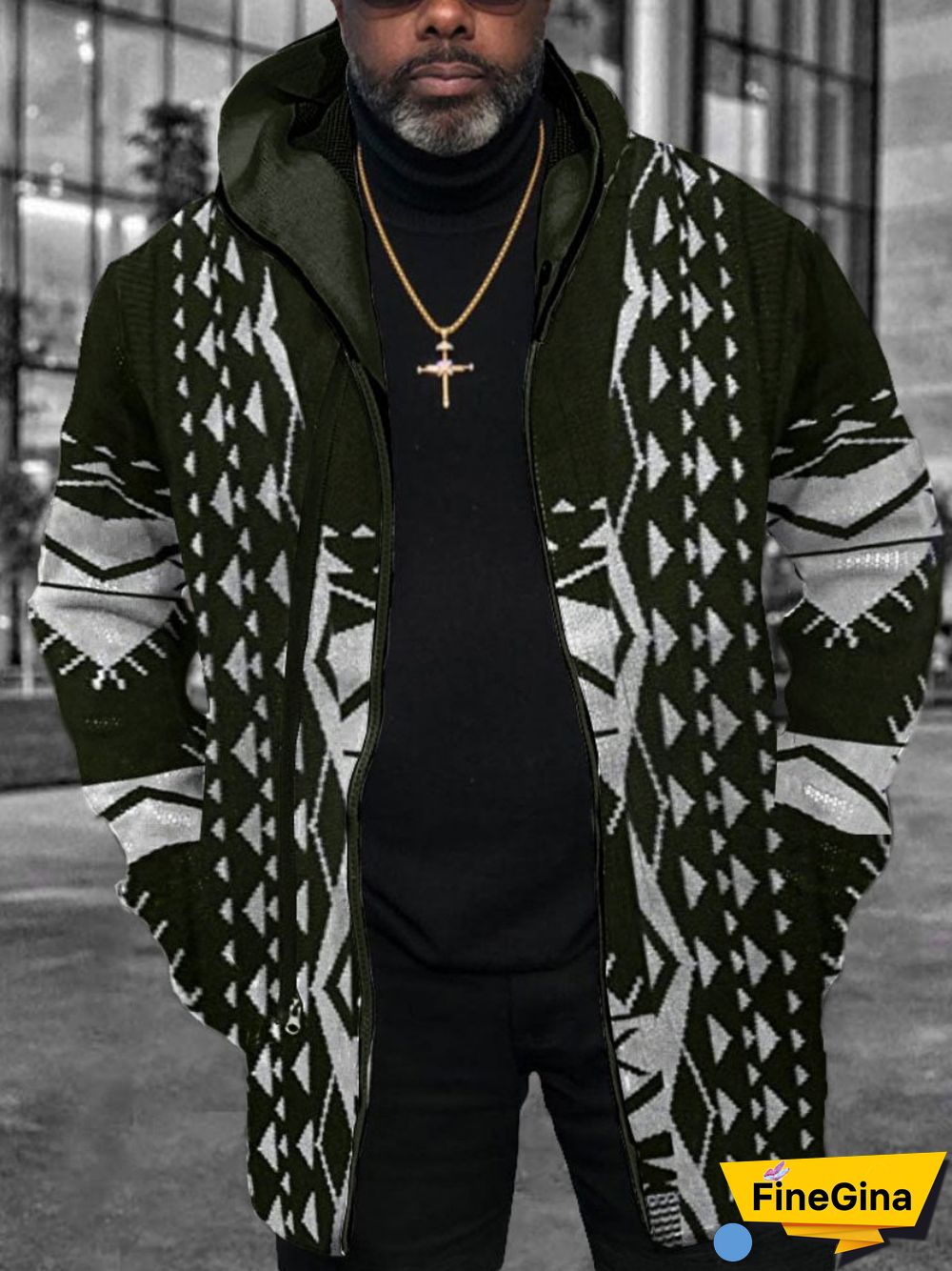 Army Green Casual Fashion Knit Cardigan Jacket