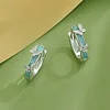 925 Sterling Silver Mint Green Butterfly Ear Buckles 