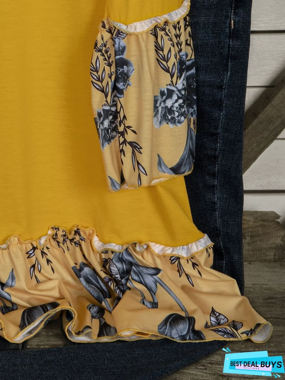 Casual Long Sleeve Round Neck Printed Tunic Top