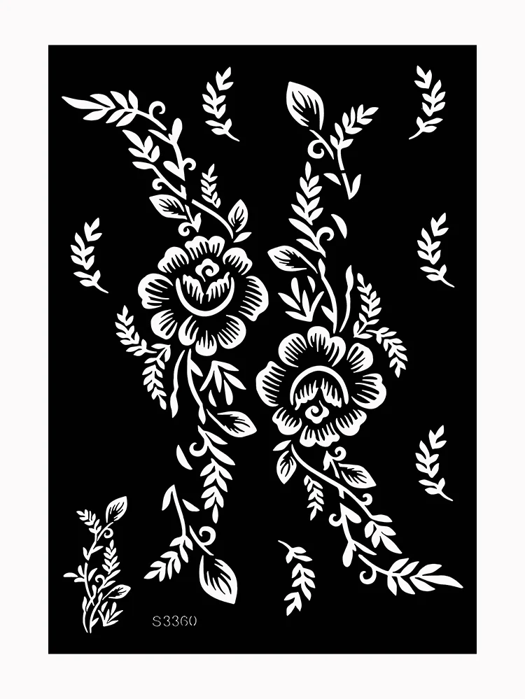Sdrawing Drawing Henna Template for Hand Henna Tattoo Stencil Flower Tattoo Design for Women Wedding Festival Party Tatoo Tools
