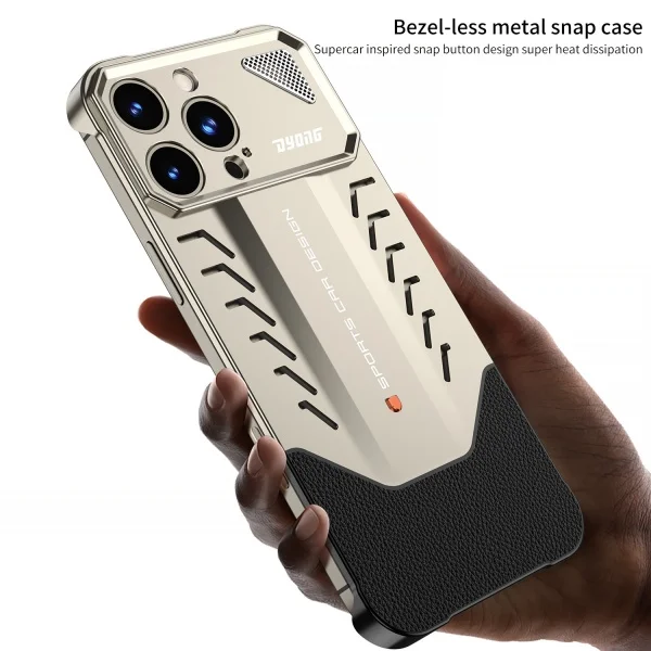 Aluminum Alloy Nappa Leather Buckle Heat Dissipation And Anti-fall iPhone Case