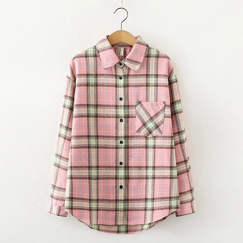Plaid Shirts Womens Checked Blouses And Tops Long Sleeve Female Casual Print Shirt Loose Cotton Blusas Outwear Autumn News