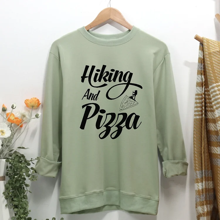HIKING AND PIZZA Women Casual Sweatshirt