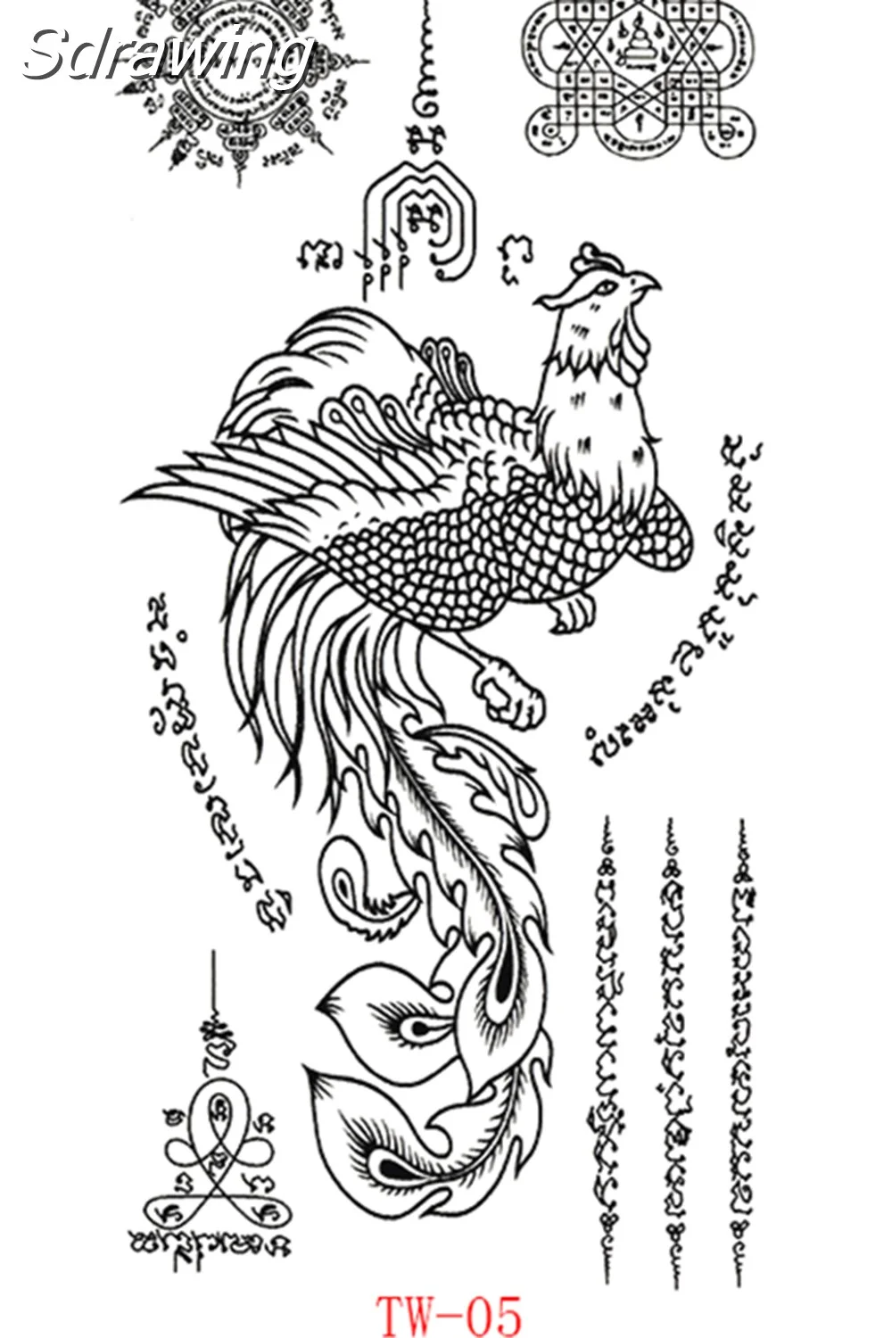 Sdrawing Tattoo Stickers Tiger Thailand Style Men and Women Back Hand and Leg Fake Tattoo